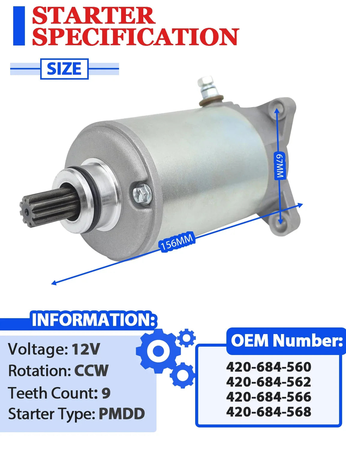 Starter with Relay for Can-Am Bombardier Outlander 800R (2009–2015)