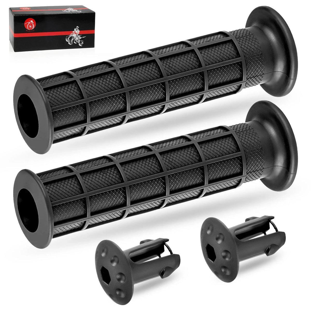 2 x Handlebar Grips w/End Guards for Honda Rancher 420 2x4/4x4 (2007–2024)