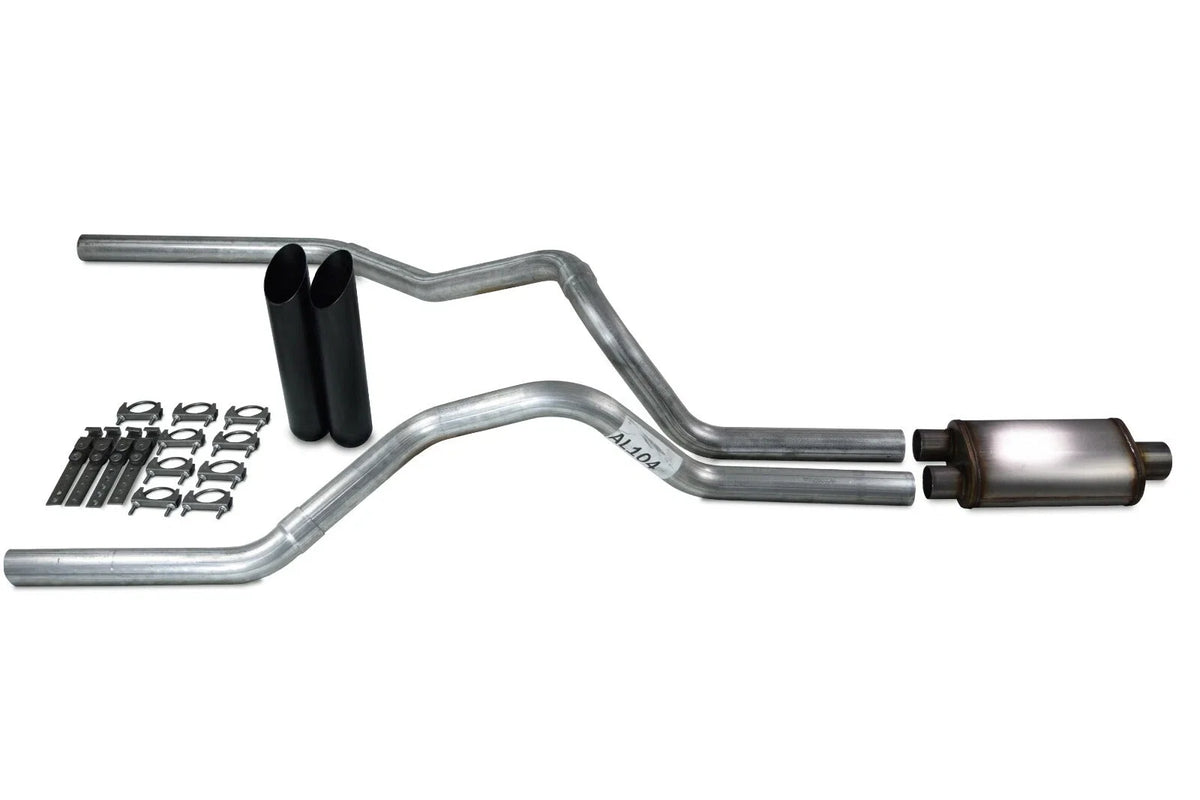 2.5" Dual Exhaust Kit for Ford F-150 (1998–2003) - Stainless Muffler, Black Tips