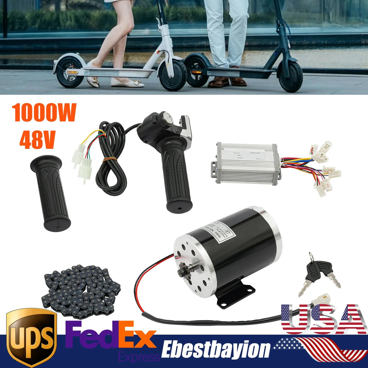 48V 1000W Brush Motor Controller Kit for Electric Bicycle ATV (3000rpm)