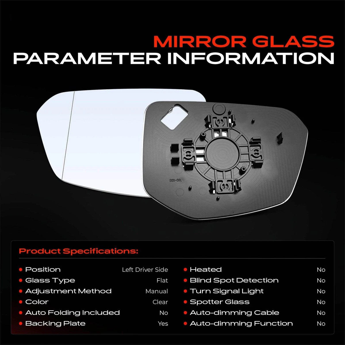 Driver Manual Mirror Glass for Honda Civic (2016–2021), Insight (2019–2021) - 76253TBAA01, 76253TGG305, HO1324127, 4669