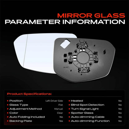 Driver Manual Mirror Glass for Honda Civic (2016–2021), Insight (2019–2021) - 76253TBAA01, 76253TGG305, HO1324127, 4669