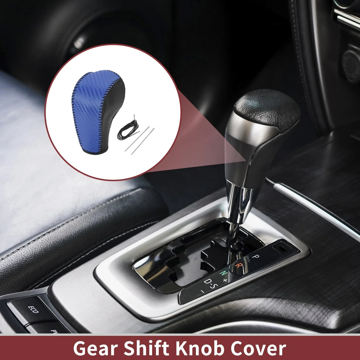 1 Pc Gear Shift Knob Cover for Ford Edge (2011–2014) Blue Faux Leather