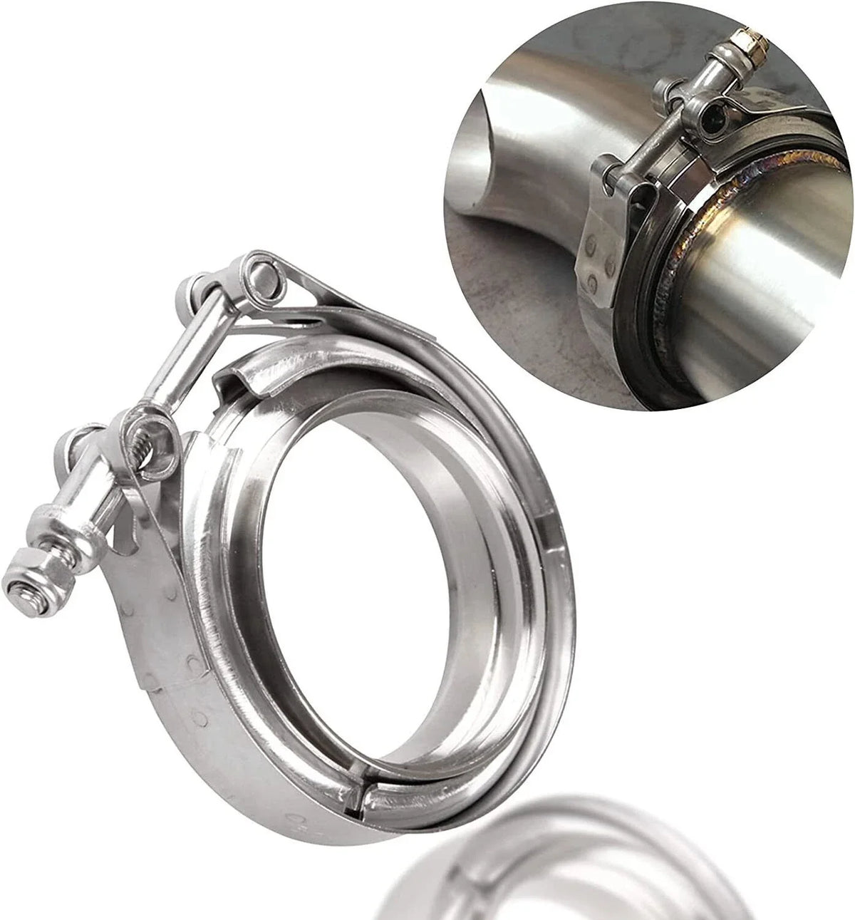 4x V-band Clamp for Exhaust Downpipe (Stainless Steel, 4" Inch)