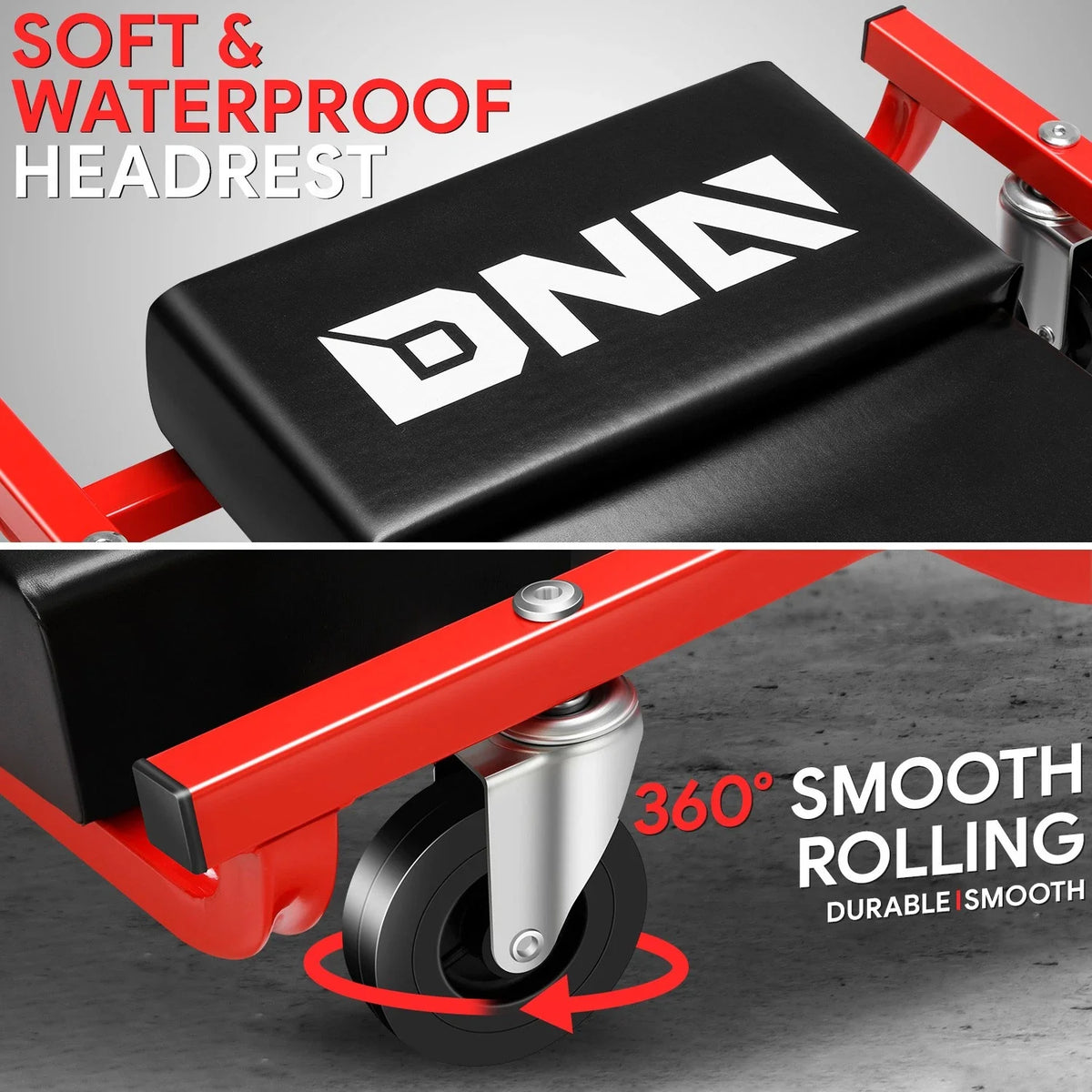 Red Roller Mechanic Garage Shop Creeper for Universal Use (38"L x 17"W x 4.33"H)