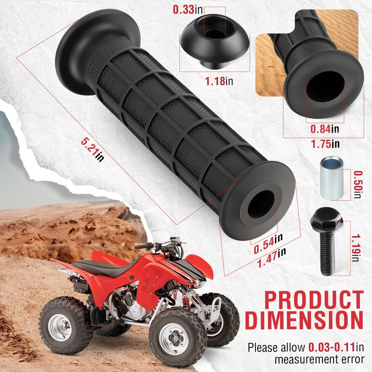 2 Handle Grip & Handle Bar End Guard for Honda ATC125M ATC200X ATC200M