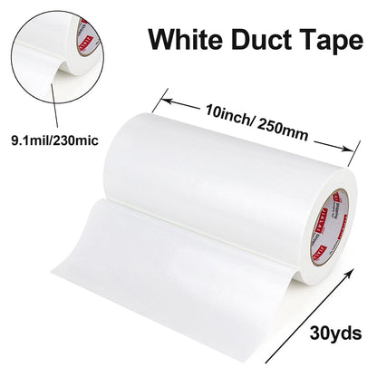 10" Wide White Duct Tape, Heavy Duty Waterproof Tape (10 Inches x 30 Yards)