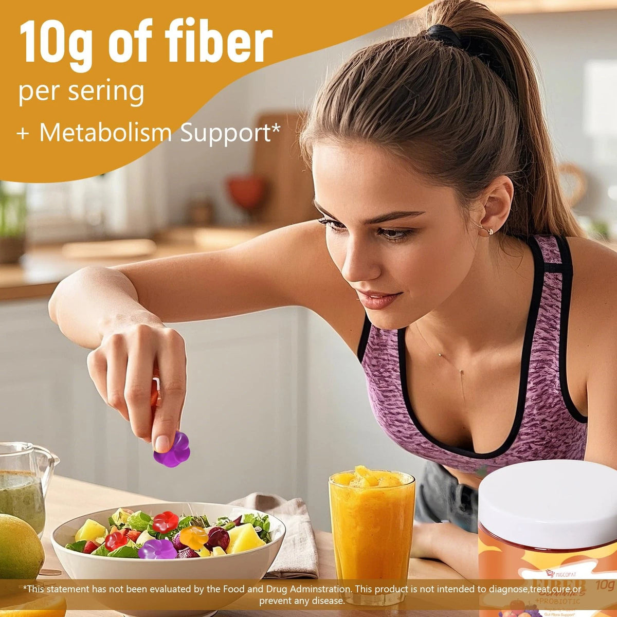 Fiber Gummies with Probiotics for Digestive Health (30 Billion CFU)