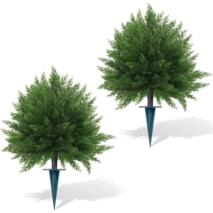 23" Artificial Cypress Topiary Ball Trees - Set of 2