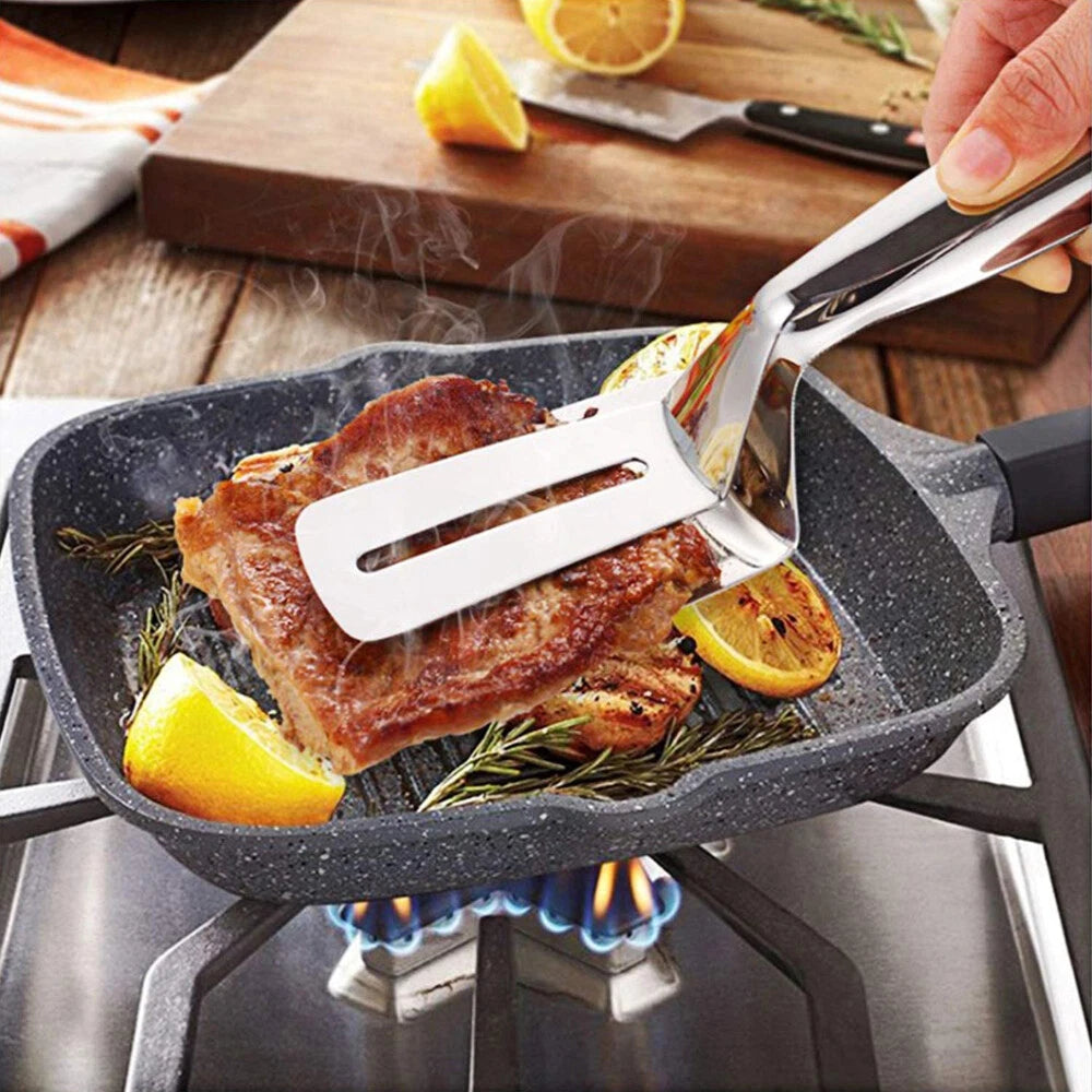 Stainless Steel Steak Clamp Tongs for BBQ Cooking Tool