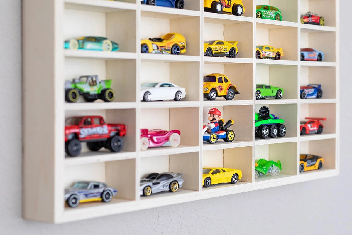 Wooden Car Display Shelf for Rustic Decor (19.25" x 19.5" x 1.8")