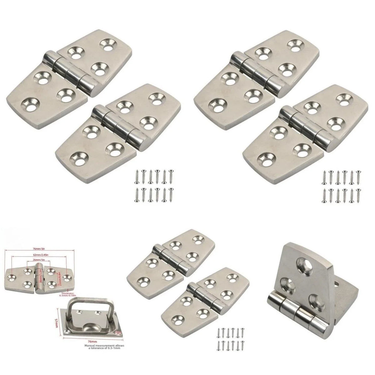 Set of 2 Hinges & 1 Handle for Boat Yacht Cabinet Door (316 SS Marine Grade)