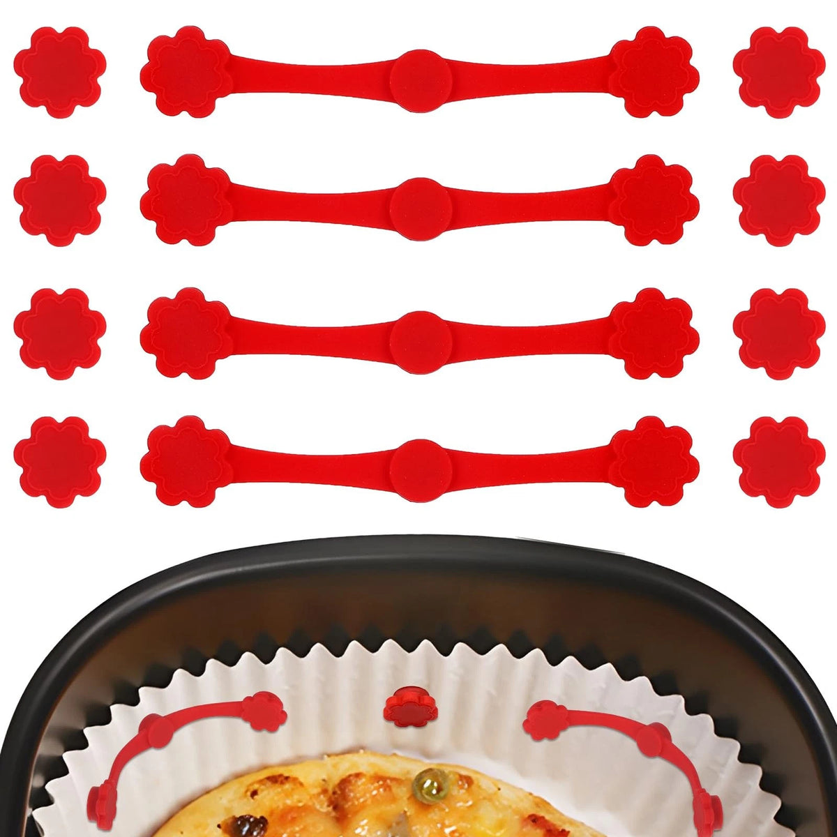 12pcs Air Fryer Magnets for Parchment Paper, High-Temp M, Red