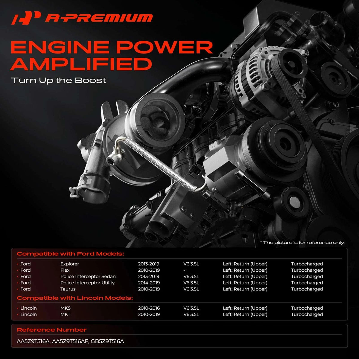 Turbocharger Oil Return Line for Ford Explorer Taurus Flex (AA5Z9T516A, AA5Z9T516AF, GB5Z9T516A, 625-815)