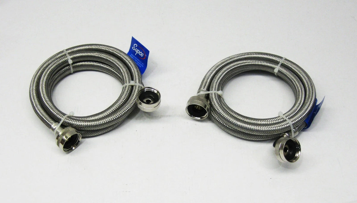 Set of 2 Stainless Steel 90 Degree Inlet Fill Hoses for Washing Machine