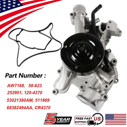 Water Pump for Dodge RAM 1500 2500 3500 Hemi V8 5.7L (53021380AL, AW7168)