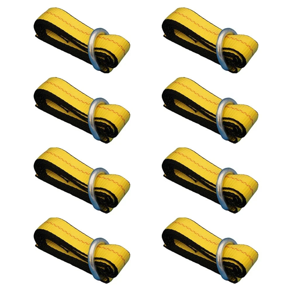 Set of 8 Wheel Tie Down Straps 8' w/D-Ring for Car Hauler Tow Dolly