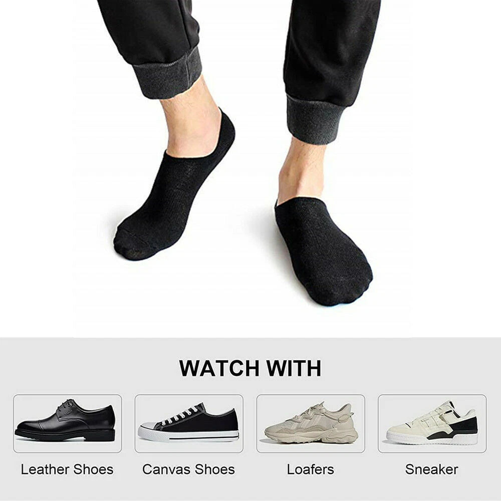 3-12 Pairs Invisible No Show Nonslip Loafer Socks for Men