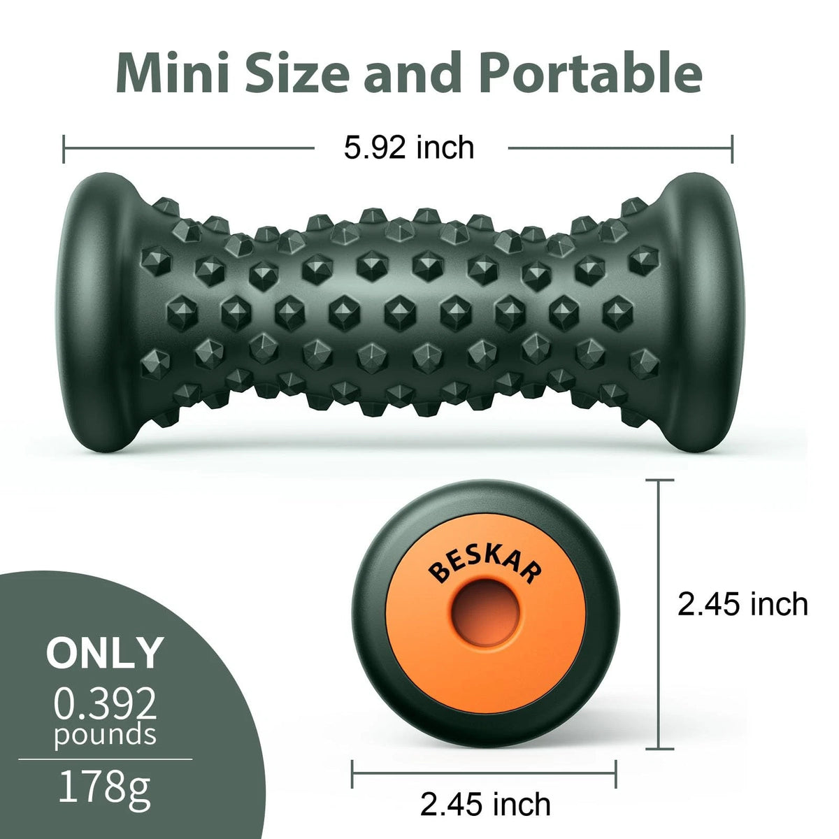 Foot Massage Roller for Relief Plantar (Single) - Blackish Green