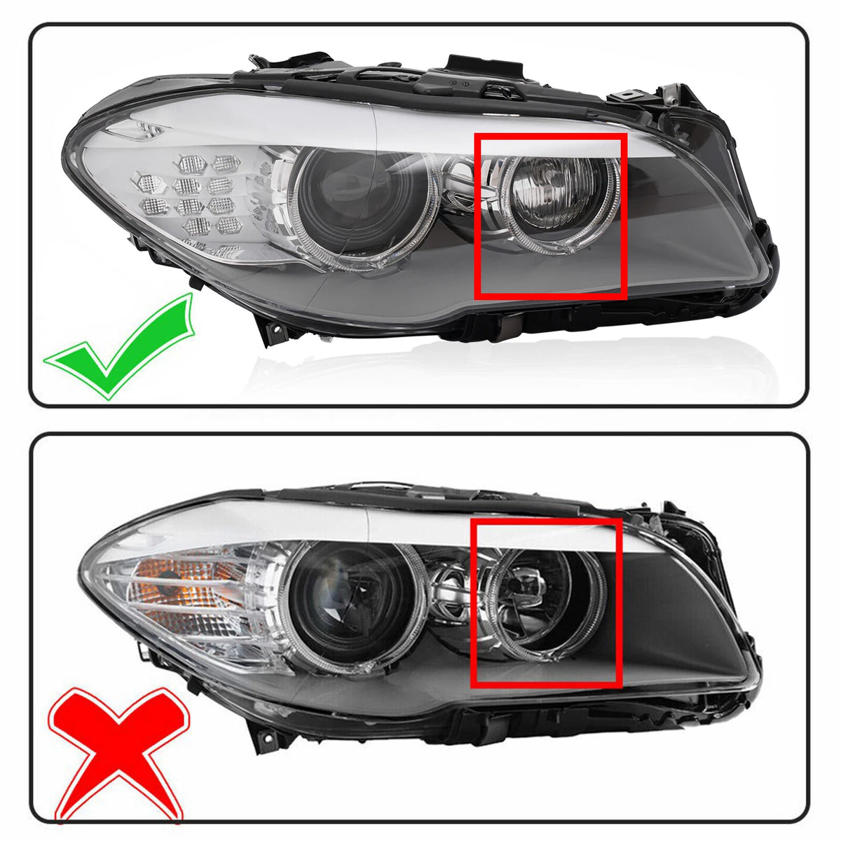 HID/Xenon Headlight Right for BMW 5 Series 528i 535i (2011–2013)