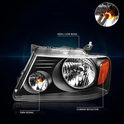 Headlight and Amber Side Corner Lamps Pair for Ford F150 (2004–2008)