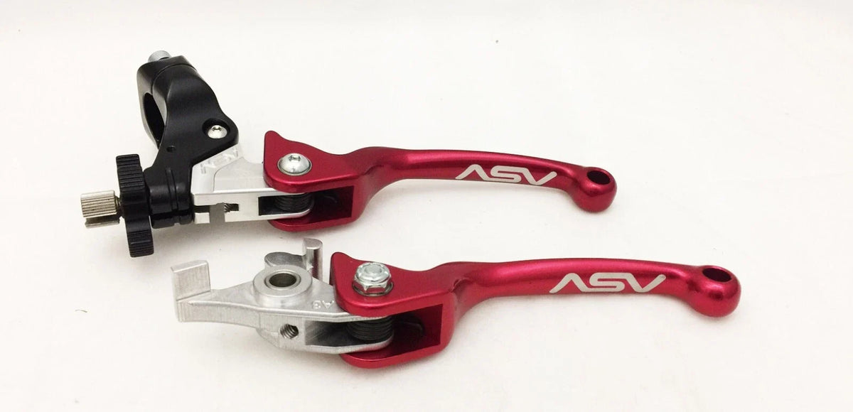 ASV F3 Front Brake Clutch Perch Levers Pair Red for Yamaha Raptor 125 250 (2001–2023)
