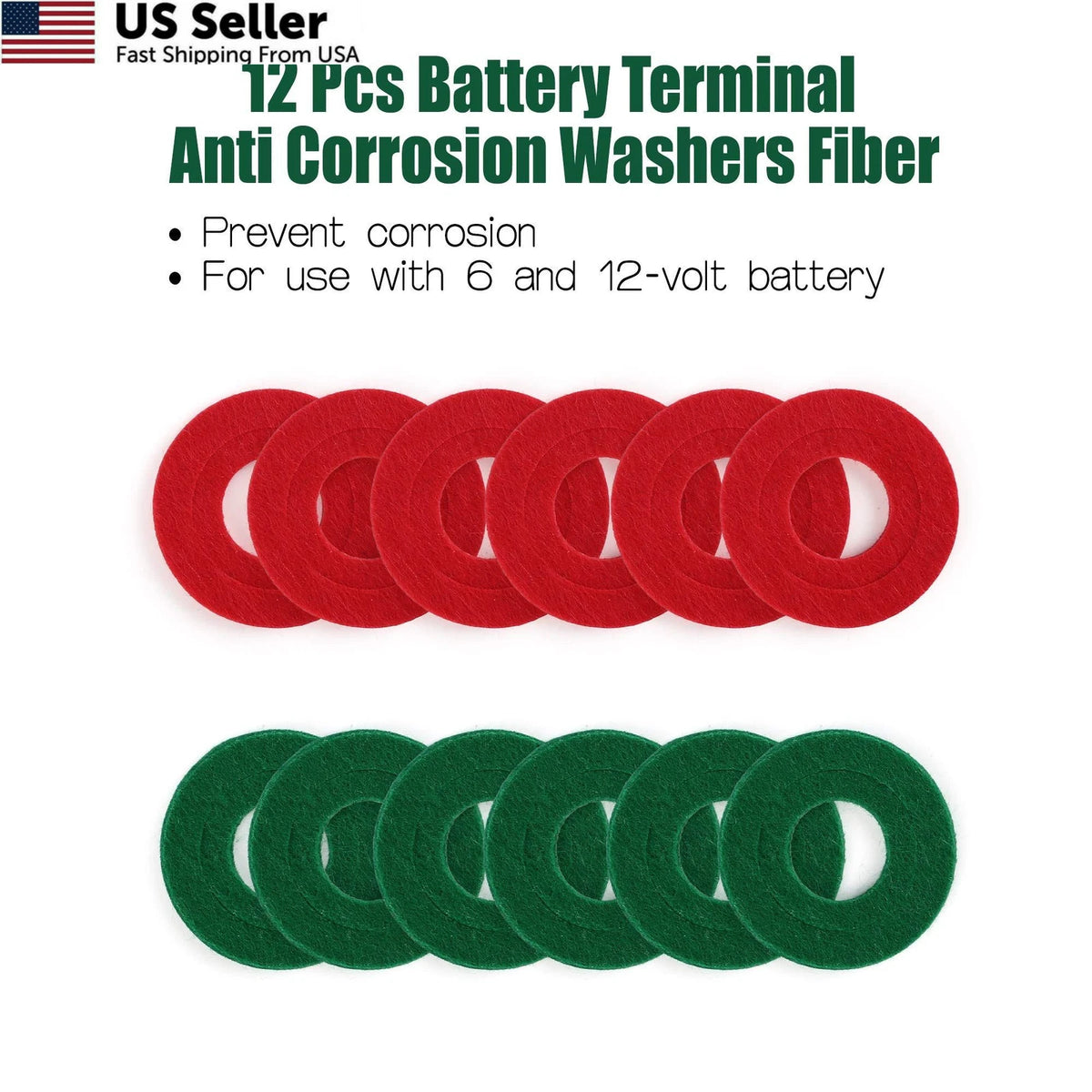 2X Battery Terminal Cleaners for Universal Use (3 inch x 1.5 inch) Red, Green
