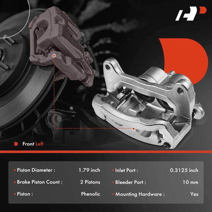 Front Left Disc Brake Caliper w/ Bracket for Mazda CX-5 CX-9 (2021–2023) 141.45132, 14145132