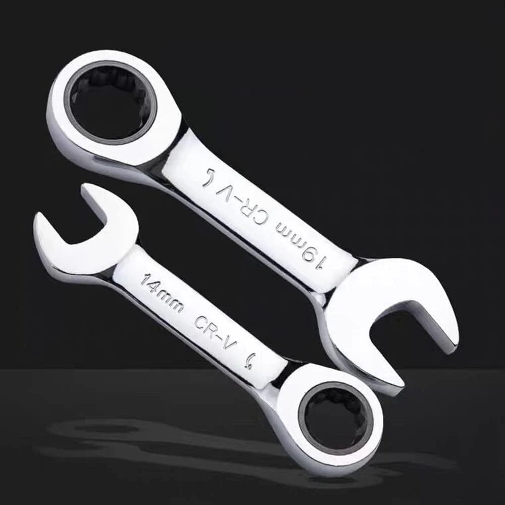10mm Stubby Box End Wrench, 72-Tooth Ratcheting Combination