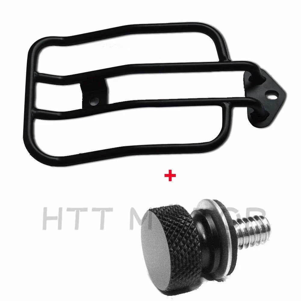 Black Solo Seat Luggage Rack & Bolt for Harley Sportster XL883 XL1200 (2004–2015)