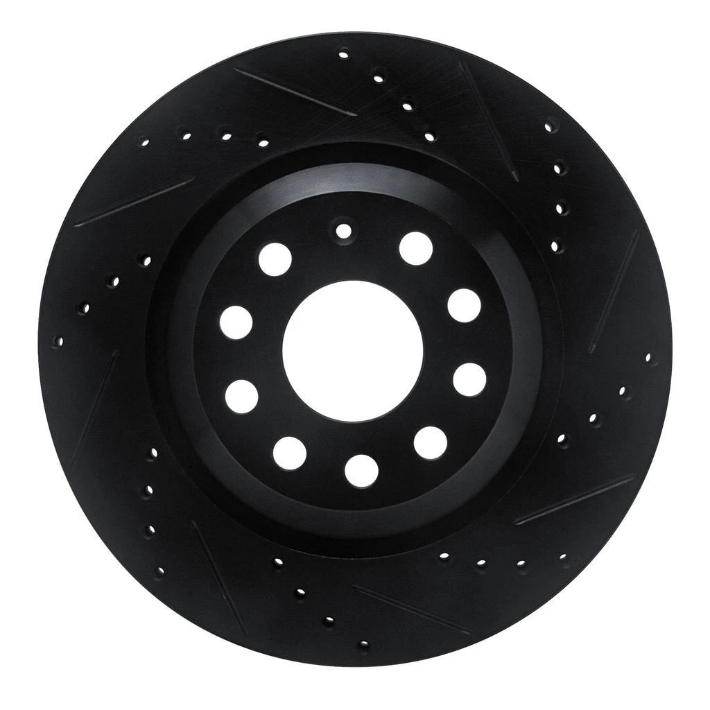 Rotor Set for Volkswagen Golf R (2022–2025) | Black | Drilled and Slotted | ALX-PAU-DF-8002-74043-CLA10