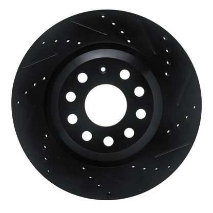 Rotor Set for Volkswagen Golf R (2022–2025) | Black | Drilled and Slotted | ALX-PAU-DF-8002-74043-CLA10