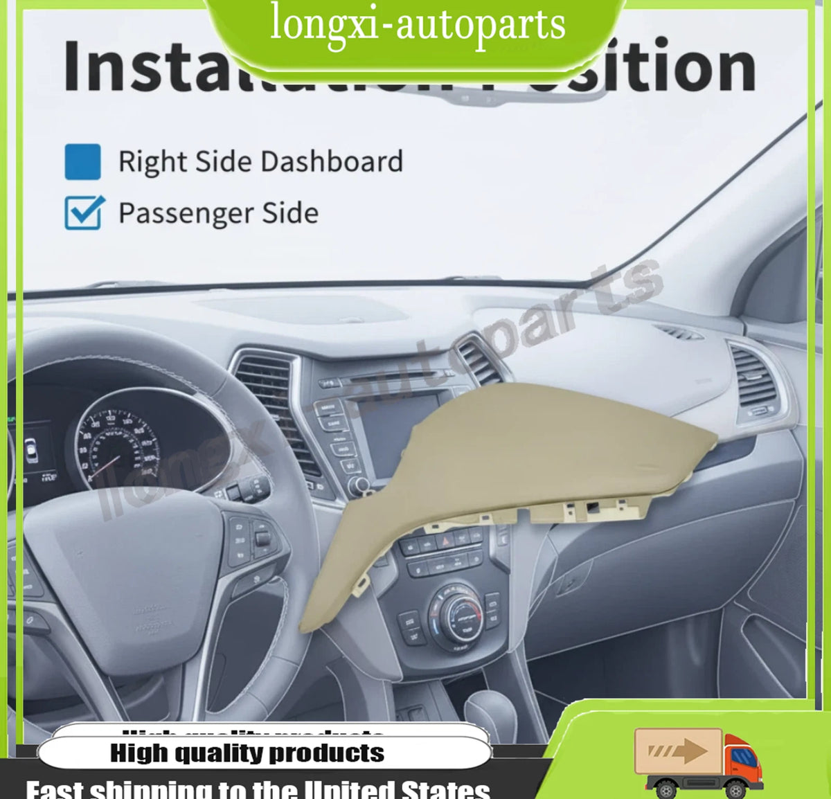 Beige Dashboard Pad Cover for Hyundai Santa Fe (2013–2019) 847602W100VYN, 847604Z000VYN