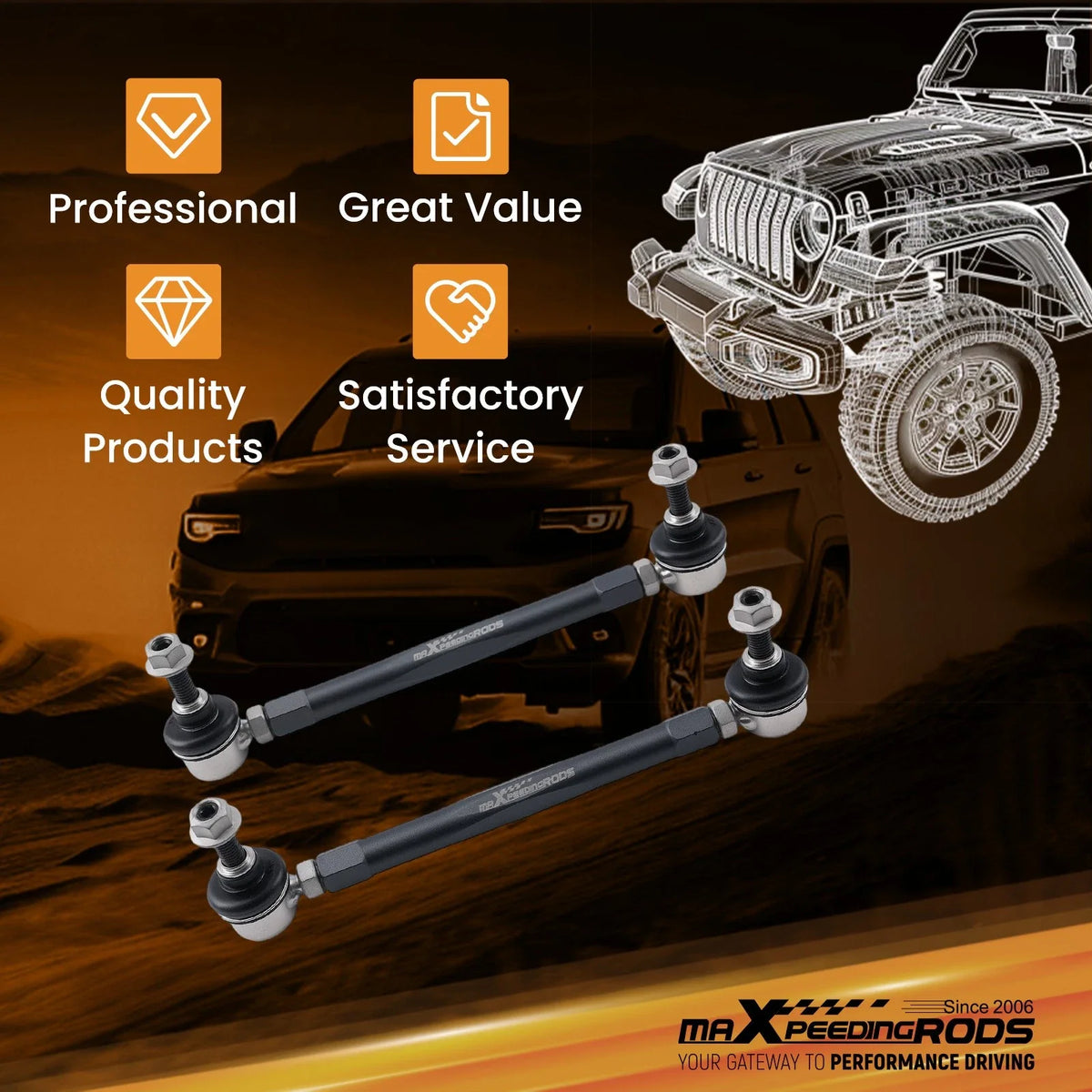 Adjustable Sway Bar End Links Kit for Saturn Ion (2003–2007) 10/12mm Aluminum