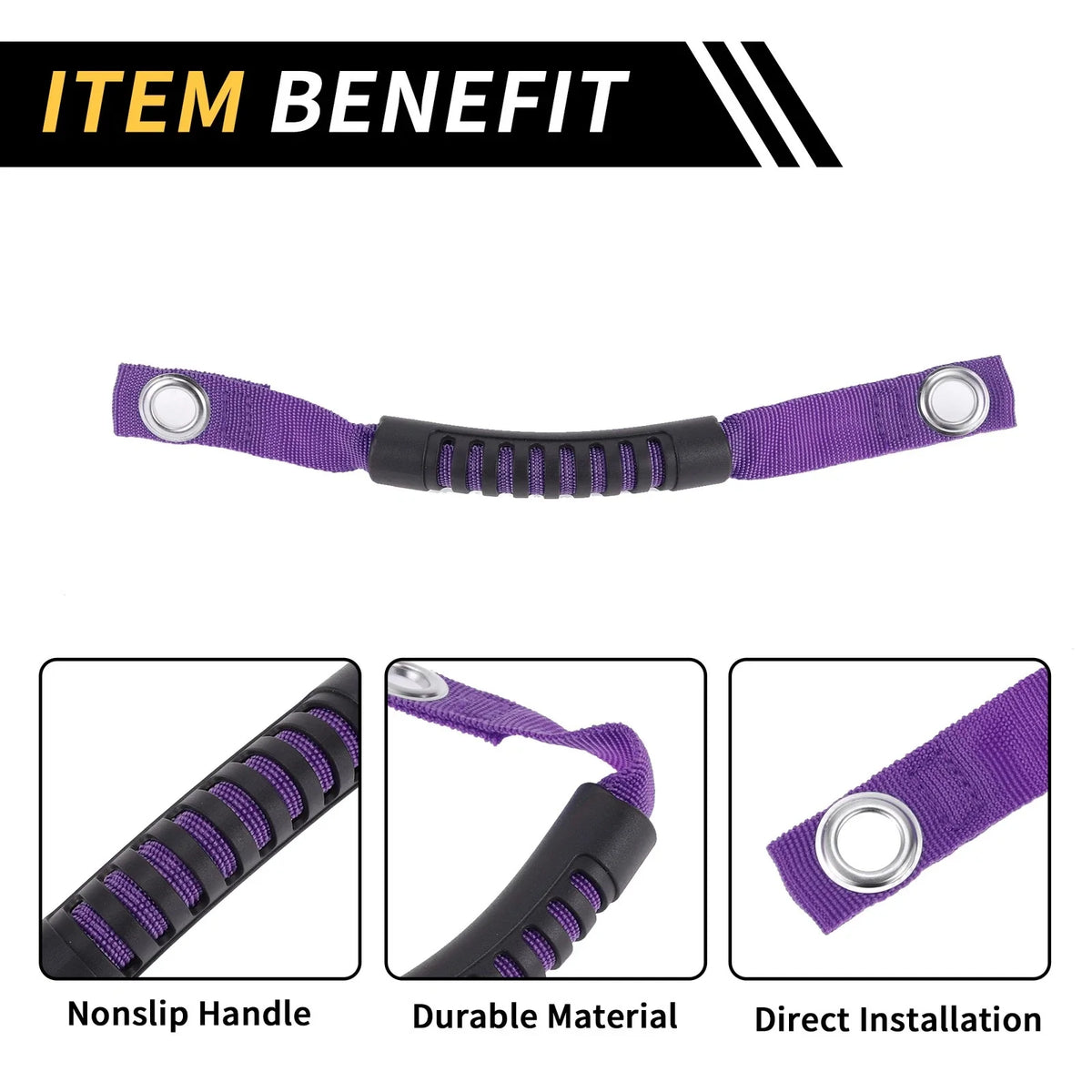 2pcs Roll Bar Grab Handles for Jeep Wrangler (2007–2023) - Purple