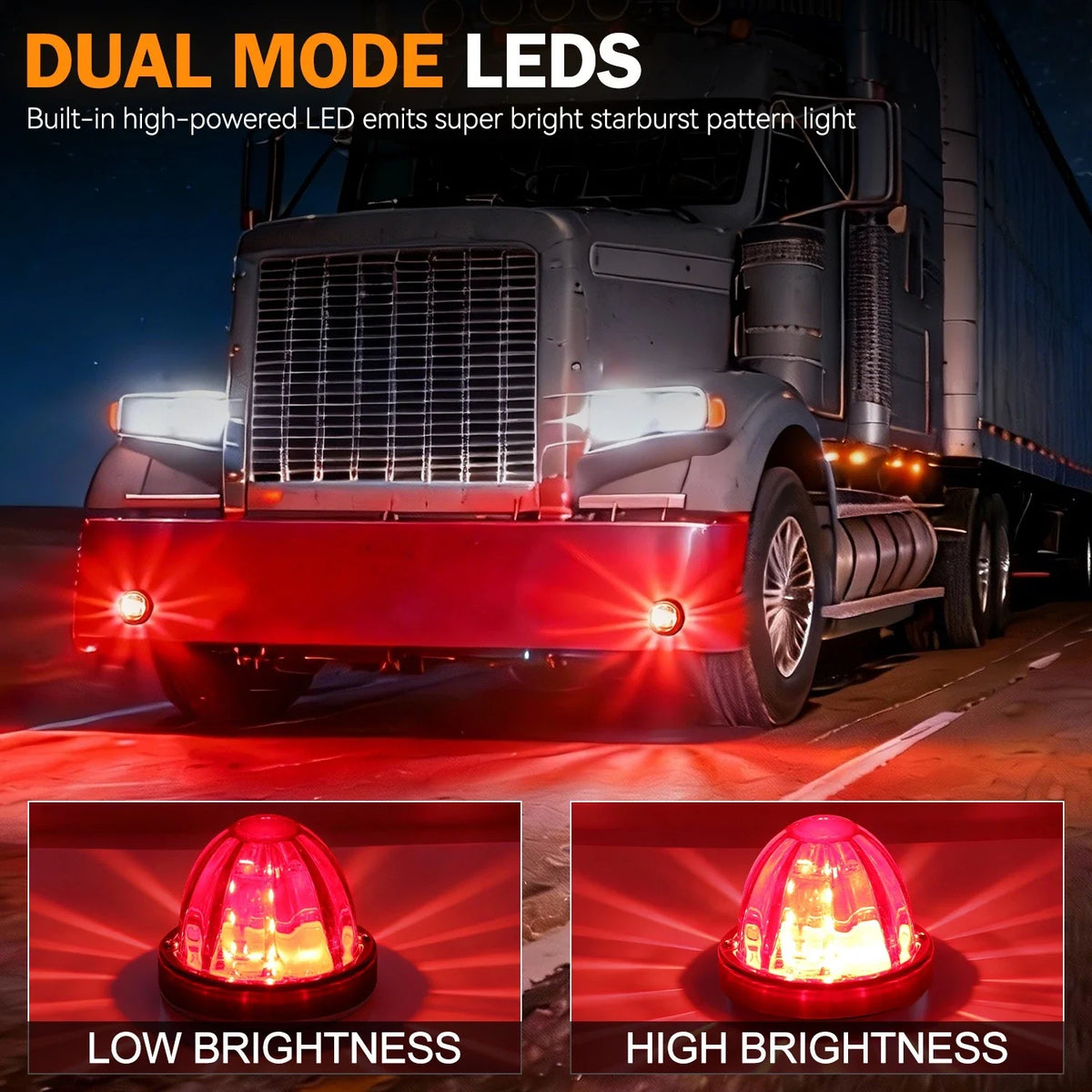 Set of 2 Red/Chrome LED Turn Signal Lamps for Universal Trucks Trailers