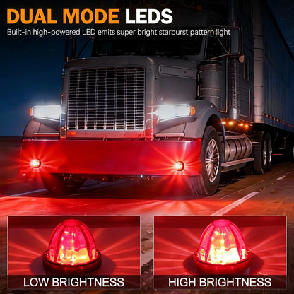 Set of 2 Red/Chrome LED Turn Signal Lamps for Universal Trucks Trailers