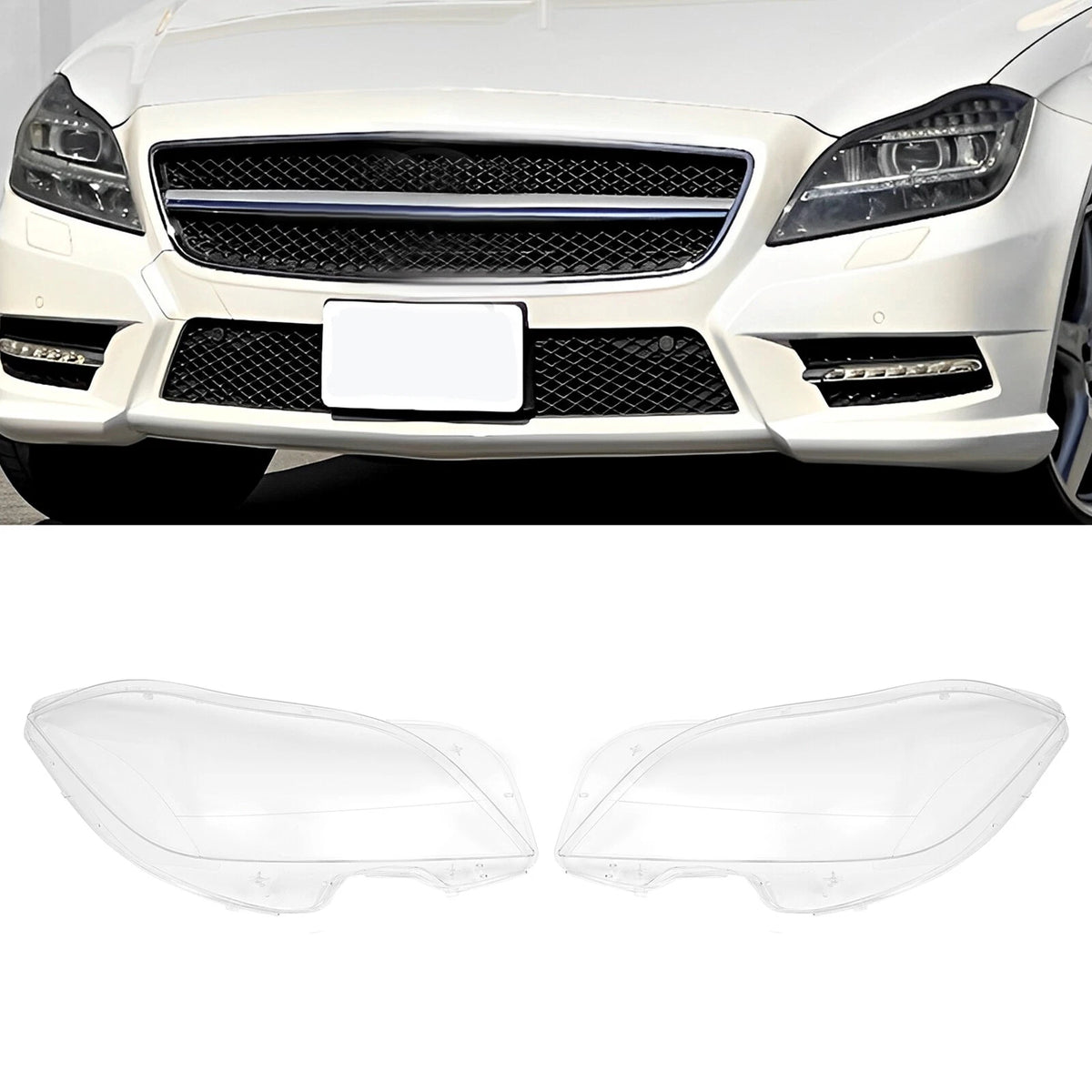 Front Headlight Lens Clear Cover for Mercedes Benz W218 CLS350/500/550 (2010–2014)