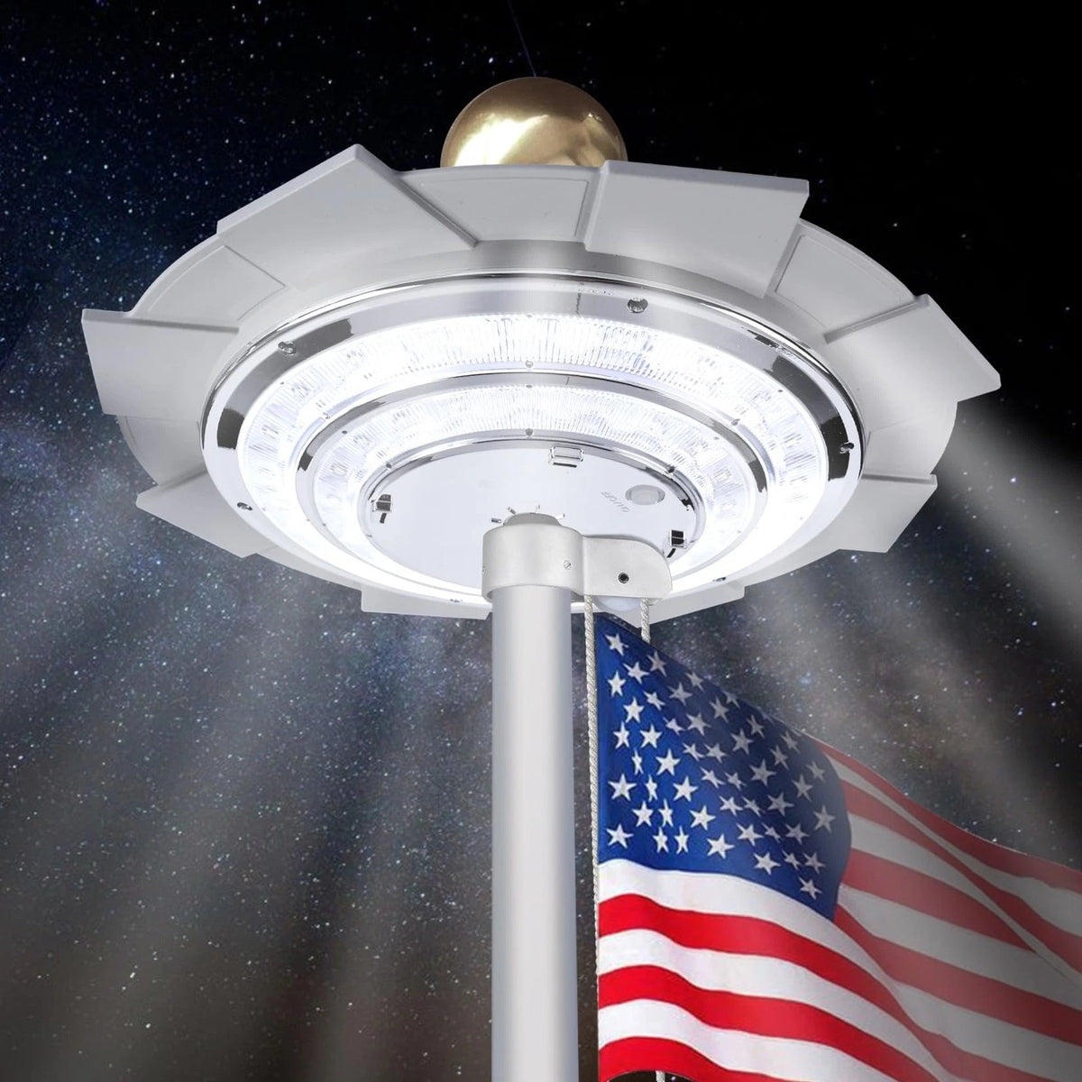 42 LED Solar Powered Flag Pole Light Auto On/Off for Flag Poles