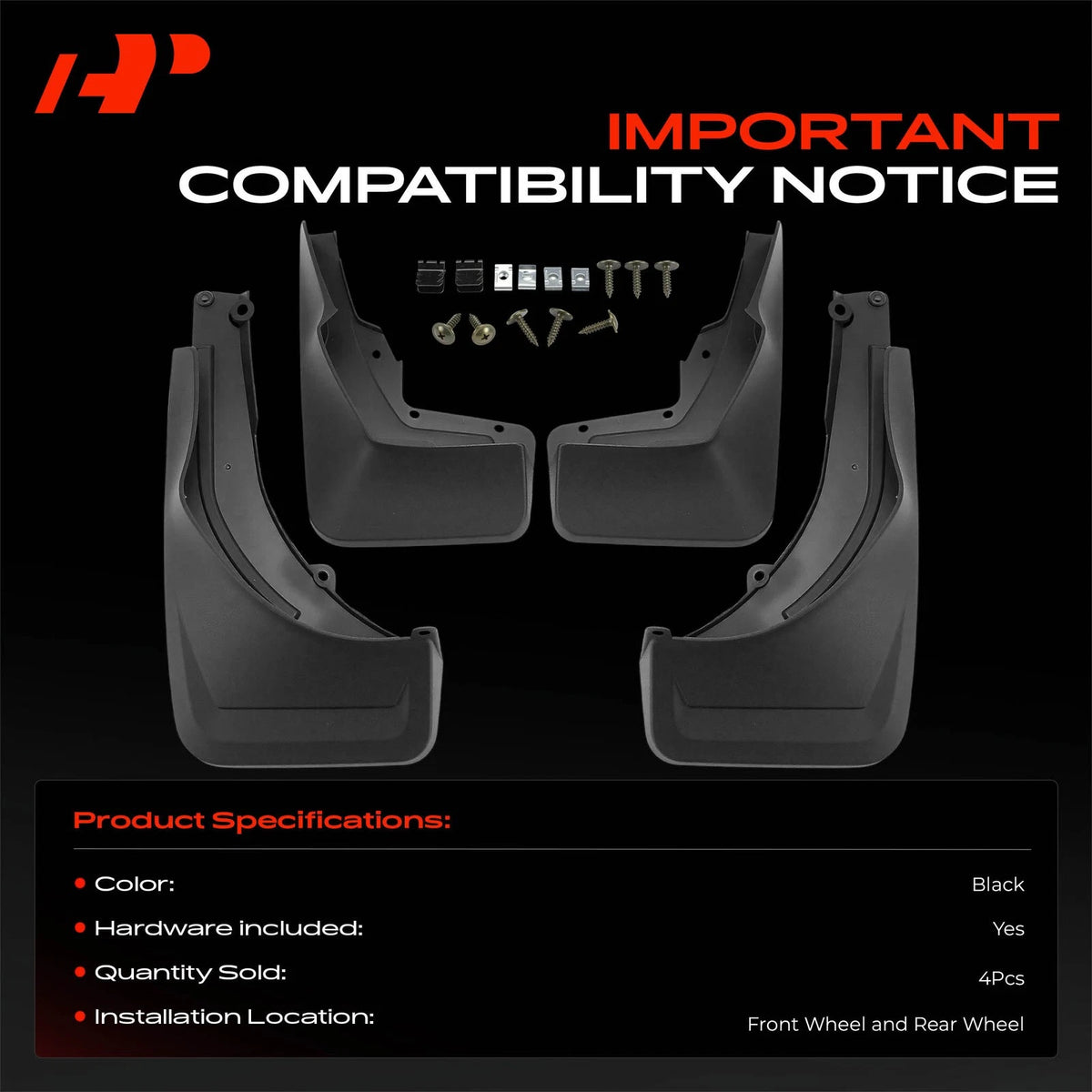 Set of 4 Mud Flap Splash Guards for Mercedes-Benz GLE350 (2019–2020)