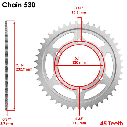 Steel O-Ring Drive Chain & Sprocket Kit for Yamaha R1 YZF-R1 (2004–2008) EG1629FS112XO