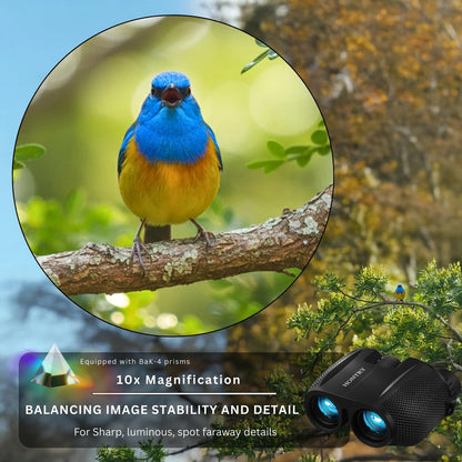 10x25 Binoculars for Adults and Kids (Compact, Black)