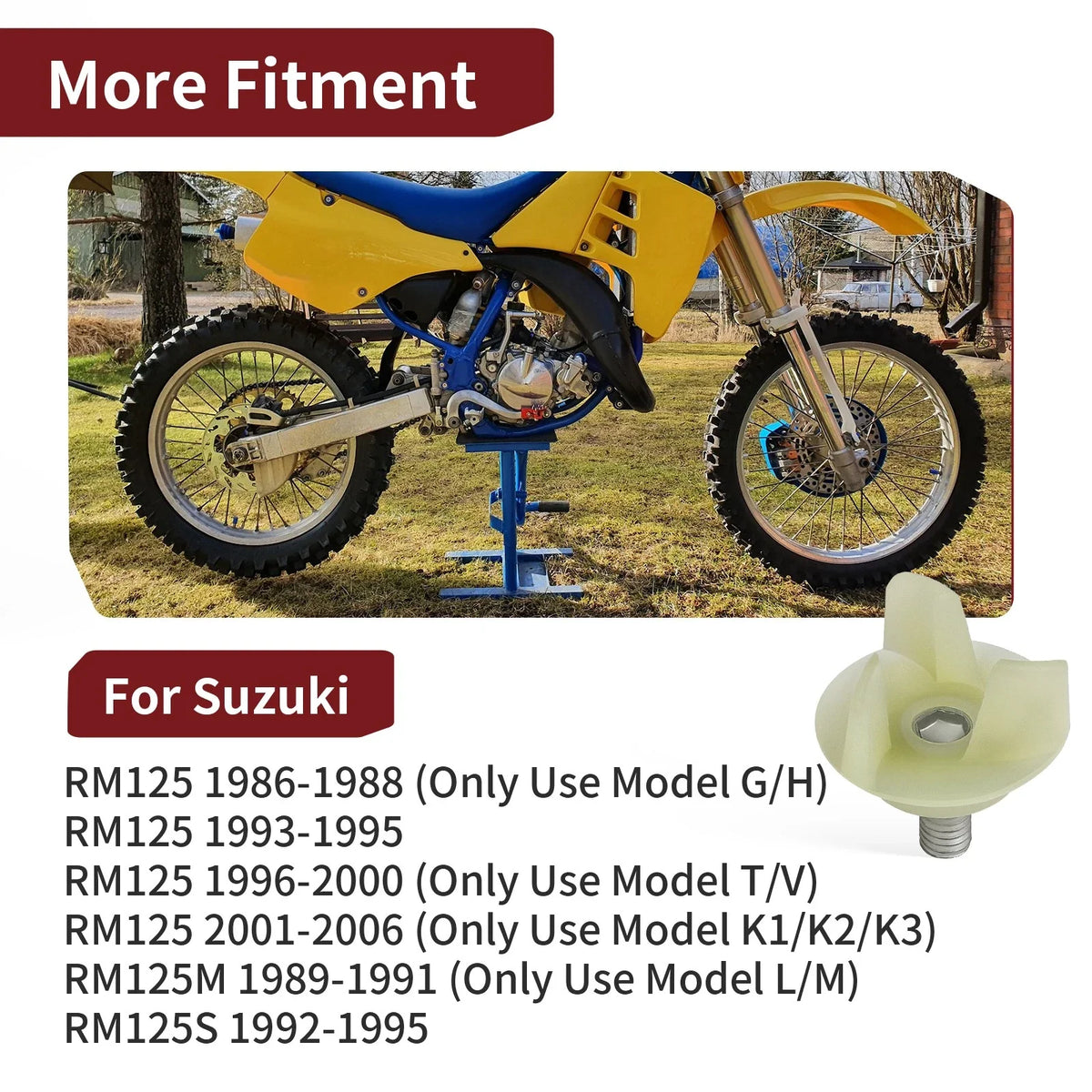 Water Pump Impeller for Suzuki RM125 (1986–2006) 17491-43D01