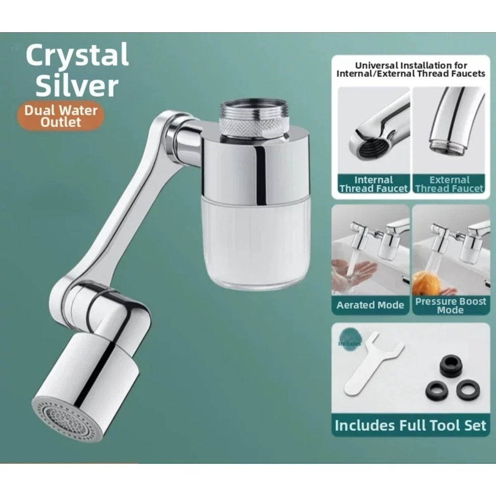 1440 Degree Rotating Faucet Extender with Dual Spray and Filter