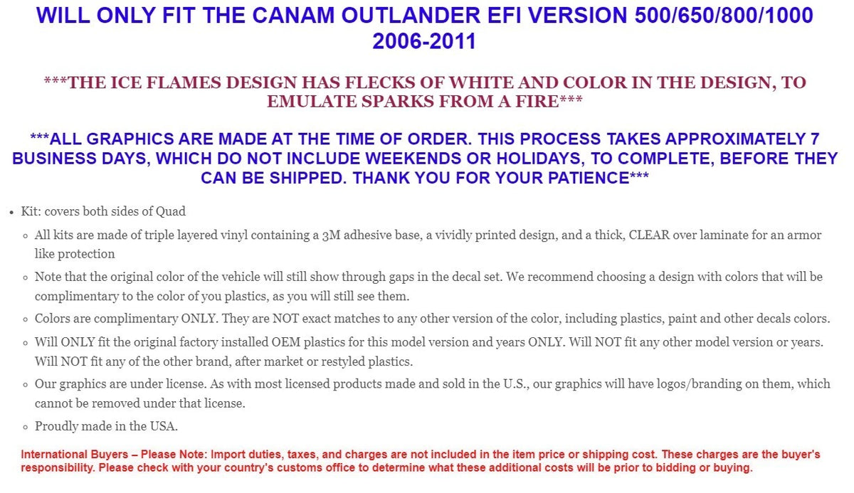 Graphic Decal for CanAm Outlander EFI 500/650/800/1000 (2006–2011)