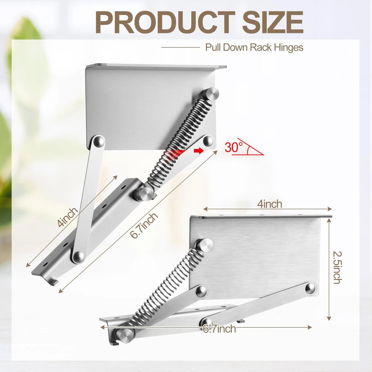 2X Pull Down Rack Hinges for Under Cabinet Spice Storage