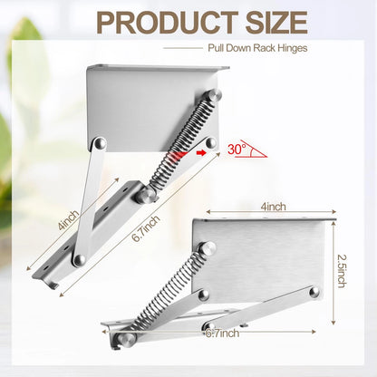 2X Pull Down Rack Hinges for Under Cabinet Spice Storage
