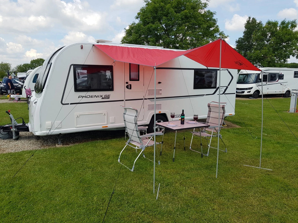 Awning Canopy for Caravan Campervan (2.4m x 3m) Red Deluxe Set