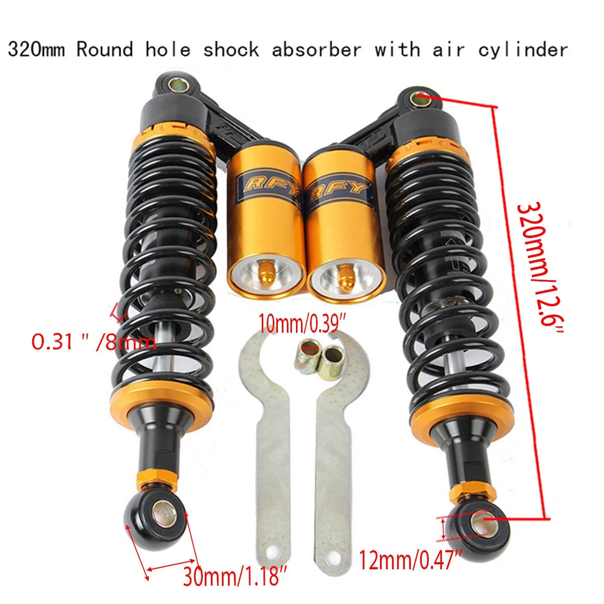 Adjustable Rear Air Shock Absorbers for Honda Motorcycle (Universal) 320mm