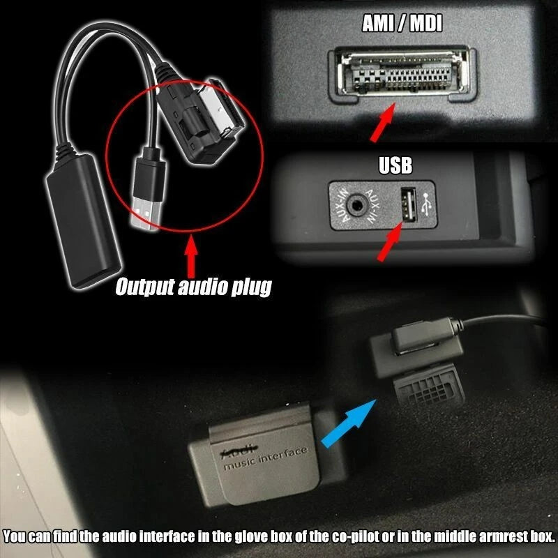 Bluetooth USB AUX In Adapter Cable for Audi Q7 A4 A5 A6 A8